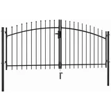 vidaXL Doppelflügel Gartentor 300 x 150 cm Schwarz/Metall