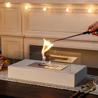 Tischkamin Mit Doppelseitigem Glas, 35,6 Cm Lang, Tragbare Tischfeuerstelle, Saubere Verbrennung, Bio-ethanol, Kamin Ohne Entlüftung Für Drinnen Oder Draußen, Terrasse, Partys