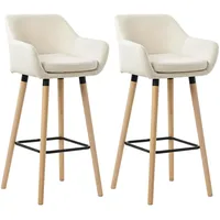 CLP 2er Set Barhocker Grant mit Stoffbezug beige