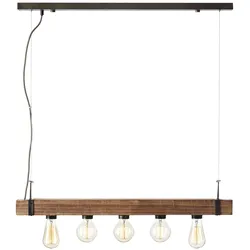BRILLIANT Pendelleuchte "Woodhill", braun (antik, schwarz), H: 110cm, Lampen, Hängelampe 5flg antik/schwarz