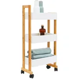 Dune Design Dunedesign Küchen-Nischenregal, Weiß, Holz, Rechteckig, 20x80x38 cm, Wohnzimmer,, - 38x20x80 Schmales Regal auf Rollen Nischenwagen Küche Bad