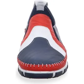Gemini Damen Slipper Leder mehrfarbig im Retro Look mit Wechselsohle 395415-01, Größe:42 EU, Farbe:Blau - Blau - 42