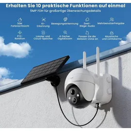Reolink Überwachungskamera Aussen Akku Argus 3 Pro(Schwarz) mit Solarpanel, 5MP Farbnachtsicht, Solar WLAN Kamera Outdoor mit 2,4/5GHz WiFi, KI-Erkennung, Alarm-Filter, Spotlights, 2-Wege-Audio