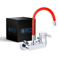 ATCO® Wandarmatur Armatur Küche Spültischbatterie Küchenarmatur flexibel rot