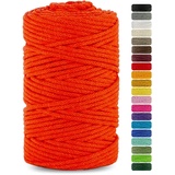 Netuno 1x Makramee Garn Orange 3 mm 100 m Baumwollkordel mit Baumwollkern Bastel-Garn Makramee Naturbaumwolle Baumwollgarn Bastelschnur Baumwollfaden Makramee Schnur Garn Makramee Baumwollkordel