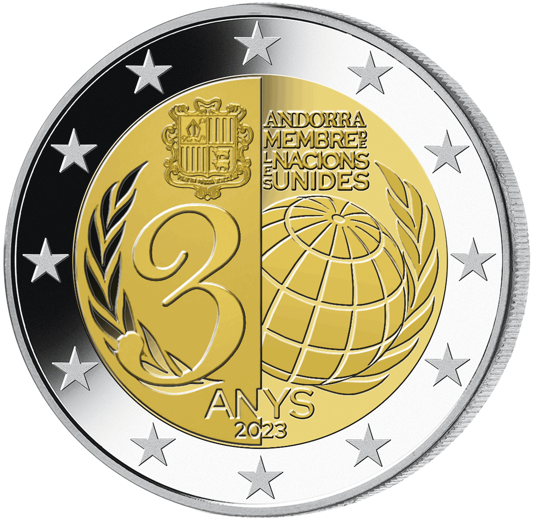 2 Euro Gedenkmünze Andorra 2023 "30 Jahre UN-Mitgliedschaft"