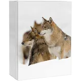 Banjado XXL Medizinschrank Abschliessbar 35x46x15cm Arzneischrank Weiß Aus Metall Mit Motiv Wölfe