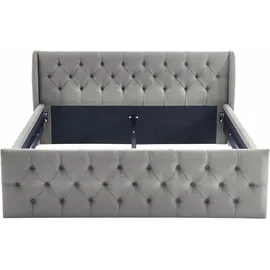 Atlantic Home Collection Bettgestell "TAMINA mit Chesterfieldoptik Kopf- und Fußteil", grau (hellgrau), B:202cm L:217cm, ATLANTIC HOME COLLECTION, Betten, Bettgestell, in zwei Breiten und vier Farben erhältlich