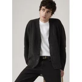 Levi's Strickjacke LEVI'S, Herren, Gr. S, obscidian heather, Strick, Obermaterial: 46% Polyamid, 44% Polyacryl, 7% Wolle, 3% Elasthan, bequem normal, V-Ausschnitt, Bündchen, Strickjacken Strickjacke, Legere Passform, pflegeleichter Materialmix
