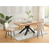 vente-unique Stuhl 2er-Set - Cord & Metall - Cremefarben - MASURIE
