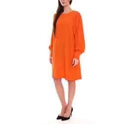 Aniston CASUAL Damen Jersey-Kleid stylisches Langarm-Kleid mit Rundhalsausschnitt 86943201 Orange - 38