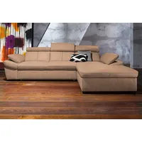 exxpo - sofa fashion Ecksofa »Salerno, klassisch modernes Funktionssofa, hoher Sitzkomfort, L-Form«, inkl. Kopf- und Armteilverstellung, wahlweise mit Bettfunktion braun