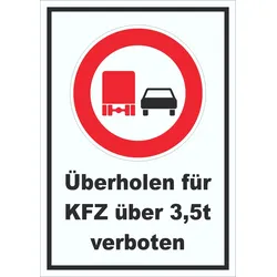 HB-Druck Überholverbot KFZ über 3,5t Schild A4 (210x297mm)