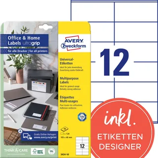 Avery Zweckform Universaletiketten 3424-10 Weiß 105,0 x 48,0 mm 10 Blatt 120 St.
