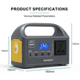 Tragbare Powerstation - VC-A150W Notstromgenerator - 150W Ausgangsleistung - 12V LiFePO4-Akku - 220V AC-Steckdosen - Solarladung - LED-Licht - EU-S...