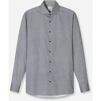 Olymp "Level 5« Businesshemd, Royal-Kentkragen, gemustert, body fit schwarz