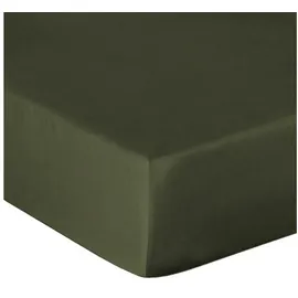 Heckett and Lane Spannbettlaken Mako-Satin 180 x 200 cm Calla Green 1 St.