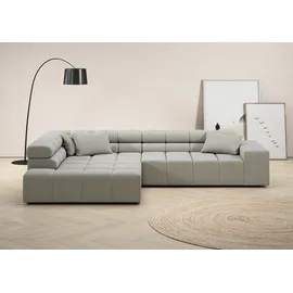 INOSIGN Ecksofa »Ancona incl. Kopfteilverstellung, Breite 319cm, L-Form«, wahlweise motorische Sitztiefenverstellung, auch in Cord + Easy Care, grau