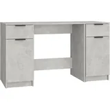 vidaXL Schreibtisch mit Beistellschrank Betongrau Holzwerkstoff