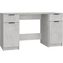 vidaXL Schreibtisch mit Beistellschrank Betongrau Holzwerkstoff