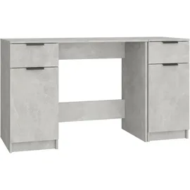vidaXL Schreibtisch mit Beistellschrank Betongrau Holzwerkstoff