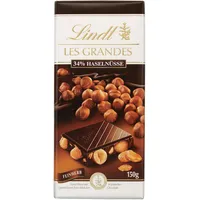 Lindt Schokolade Les Grandes Haselnuss Feinherb | 150 g Tafel | Ganze Nüsse und karamellisierte Nuss-Stückchen in feinherber Schokolade | Schokoladentafel | Schokoladengeschenk