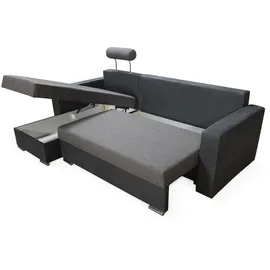 Fun Möbel Ecksofa Sofa NORA mit Schlaffunktion Beige / Braun Ottomane Links - Beige