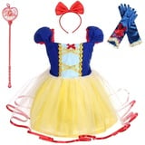 Lito Angels Prinzessin Schneewittchen Kleid mit Zubehör für Kinder Mädchen, Party Kostüm Verkleidung Geburtstagskleid, Größe 5-6 Jahre 116