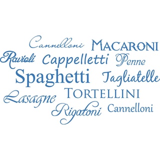 Graz Design 620114_50_053 Wandtattoo Schlagworte Pasta-Nudeln Deko fr Kche Wandaufkleber dekorieren 89x50cm Hellblau