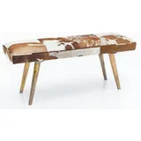 KADIMA DESIGN Sitzbank Landhausstil Ziegenfell: echtes Leder, Mango Holz, 220 kg | Gr.: onesize
