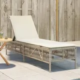 vidaXL Sonnenliege mit Auflage Beige Poly Rattan