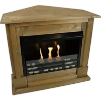 Gelkamin Ethanolkamin Kaminofen Eckkamin Rafael inkl. Zubehör Set + Sicherheitsglas - Eiche - Braun