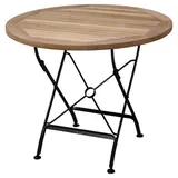 Zebra  Gartentisch Florence, Schwarz, Teak, Holz, Metall, Teakholz, massiv, rund, X-Form, 75 cm, klappbar, Gartenmöbel, Gartentische, Klapptische