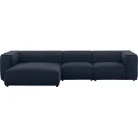 W.Schillig Ecksofa »around-the-block«, mit eleganter Biese, mit Federkern, Breite 341 cm blau