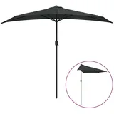 furnicato Balkon-Sonnenschirm Alu-Mast Schwarz 270x144x222cm Halbrund