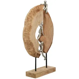 Gilde Skulptur Hoch Hinaus, Deko Figur Naturfarben, Metall Mangoholz Statue Wohnzimmer, Büro Dekoration H. 36 cm x B. 35 cm - Geschenk Moderne Skulpturen, Klettern, Bergsteigen, Kletterer