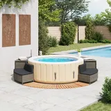 vidaXL Whirlpool-Umrandung Grau Poly Rattan und Massivholz Akazie