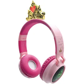 Lexibook Lexibook, Disney Prinzessin, Kabellose und kabelgebundene 2-in-1-Kopfhörer mit Prinzessinnenkrone, hoher Klangqualität bis 85 dB, Lichteffekten, faltbar, verstellbar, wiederaufladbar, rosa, HPBT015DP
