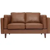 miliboo Vintage-Ledersofa 2-Sitzer Braun