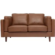 miliboo Vintage-Ledersofa 2-Sitzer Braun