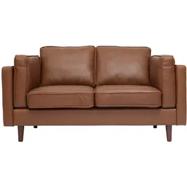 miliboo Vintage-Ledersofa 2-Sitzer Braun