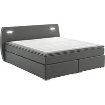 Atlantic Home Collection Boxspringbett REX, 140x200 cm, inklusive LED", Beleuchtung und Topper (Härtegrad H2), dunkelgrau