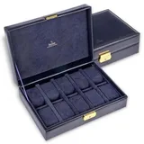 SACHER Uhrenetui für 10 Uhren Leder Navy