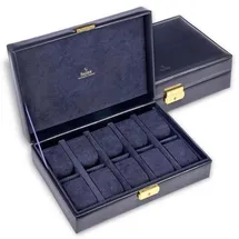 SACHER Uhrenetui für 10 Uhren Leder Navy