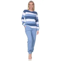 Normann Schlafanzug langarm Bündchen in blau-mel. | Gr.: 44-46