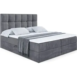 altdecor Boxbett, mit H3-Matratze und Lattenrost - RICAR - 160x200 Dunkelgrau