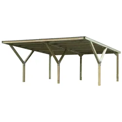 Weka Y-Doppelcarport 612 PVC Kunststoffdach (Holzcarport)