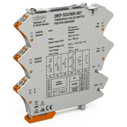 Wago 2857-533/000-001 Grenzwertschalter, RTD-Sensoren, 1 Schließer, Digitalausgang, Konfiguration per Software, Versorgungsspannung DC 24 V, 125 mm