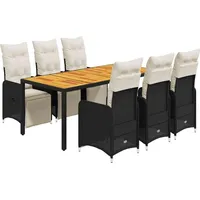 vidaXL Garten-Bistro-Set 7-tlg. Schwarz
