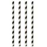 PAPSTAR 100 Trinkhalme, Papier Ø 6 mm · 24 cm schwarz/weiss "Stripes"